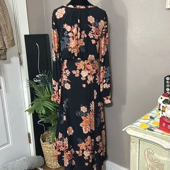 Free people Miranda dark floral midi dress boho button front Women’s size 4 - Picture 9 of 16